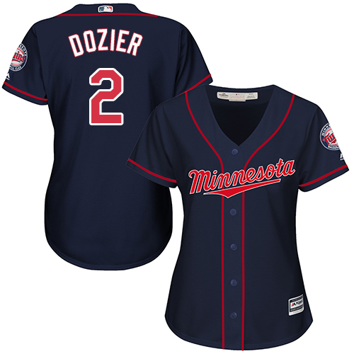Twins #2 Brian Dozier Navy Blue Alternate Women's Stitched MLB Jersey - Click Image to Close